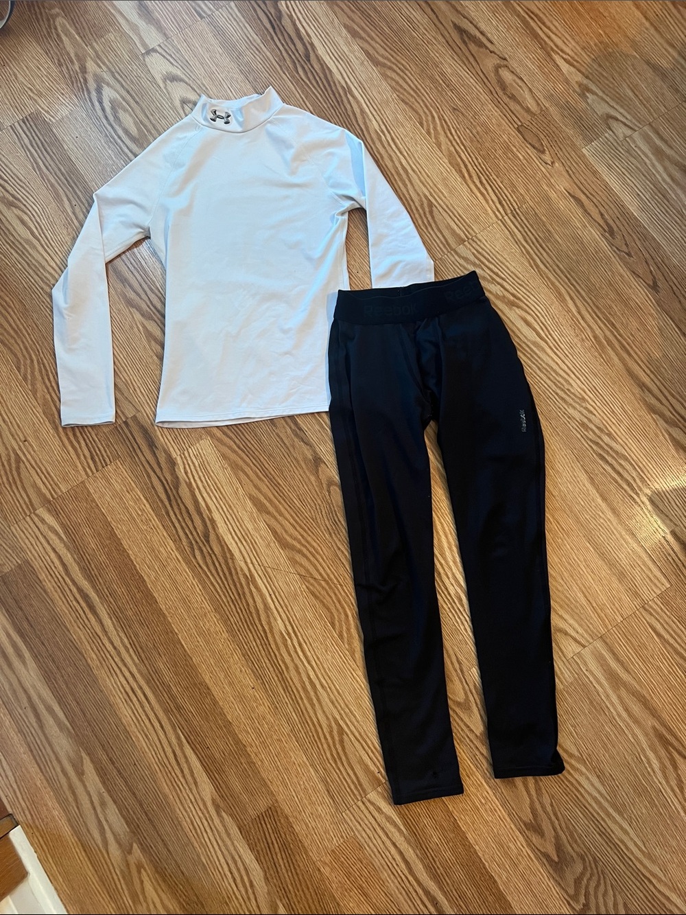 Under Armour Kids White Mock-Neck Top and Reebok Black Leggings
